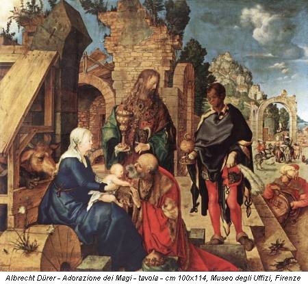 Albrecht Dürer - Adorazione dei Magi - tavola - cm 100x114, Museo degli Uffizi, Firenze