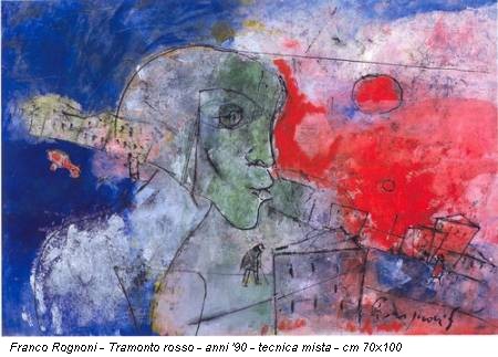 Franco Rognoni - Tramonto rosso - anni '90 - tecnica mista - cm 70x100