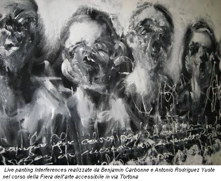 Live panting Interferences realizzate da Benjamin Carbonne e Antonio Rodriguez Yuste nel corso della Fiera dell’arte accessibile in via Tortona