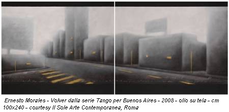 Ernesto Morales - Volver dalla serie Tango per Buenos Aires - 2008 - olio su tela - cm 100x240 - courtesy Il Sole Arte Contemporanea, Roma