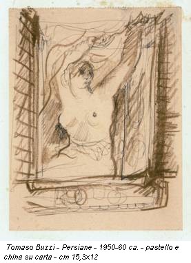 Tomaso Buzzi - Persiane - 1950-60 ca. - pastello e china su carta - cm 15,3x12