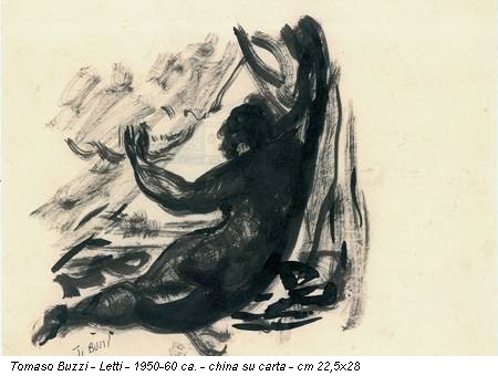 Tomaso Buzzi - Letti - 1950-60 ca. - china su carta - cm 22,5x28