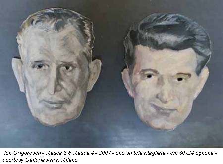 Ion Grigorescu - Masca 3 & Masca 4 - 2007 - olio su tela ritagliata - cm 30x24 ognuna - courtesy Galleria Artra, Milano