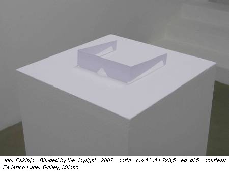 Igor Eskinja - Blinded by the daylight - 2007 - carta - cm 13x14,7x3,5 - ed. di 5 - courtesy Federico Luger Galley, Milano