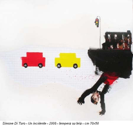 Simone Di Turo - Un incidente - 2008 - tempera su tela - cm 70x50
