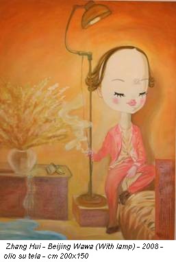 Zhang Hui - Beijing Wawa (With lamp) - 2008 - olio su tela - cm 200x150