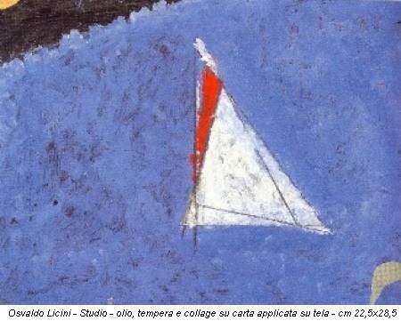 Osvaldo Licini - Studio - olio, tempera e collage su carta applicata su tela - cm 22,5x28,5