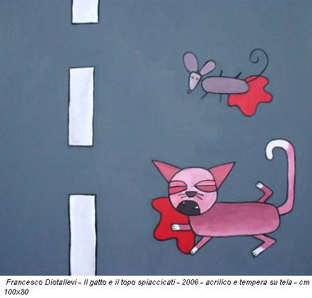 Francesco Diotallevi - Il gatto e il topo spiaccicati - 2006 - acrilico e tempera su tela - cm 100x80