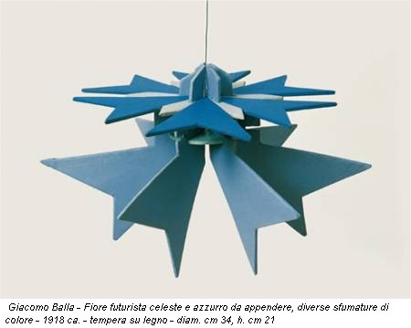 Giacomo Balla - Fiore futurista celeste e azzurro da appendere, diverse sfumature di colore - 1918 ca. - tempera su legno - diam. cm 34, h. cm 21