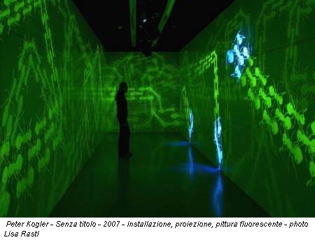 Peter Kogler - Senza titolo - 2007 - installazione, proiezione, pittura fluorescente - photo Lisa Rastl