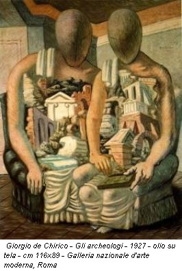 Giorgio de Chirico - Gli archeologi - 1927 - olio su tela - cm 116x89 - Galleria nazionale d'arte moderna, Roma