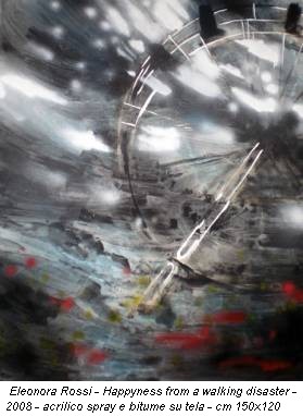 Eleonora Rossi - Happyness from a walking disaster - 2008 - acrilico spray e bitume su tela - cm 150x120