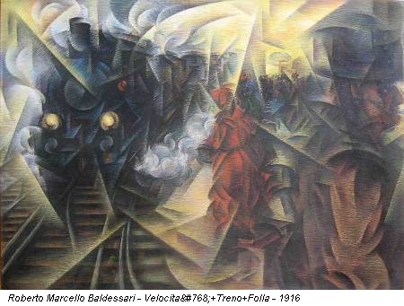 Roberto Marcello Baldessari - Velocità+Treno+Folla - 1916