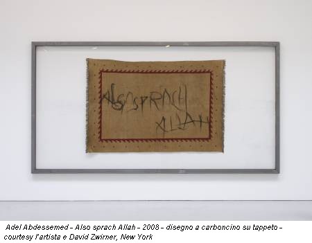 Adel Abdessemed - Also sprach Allah - 2008 - disegno a carboncino su tappeto - courtesy l’artista e David Zwirner, New York