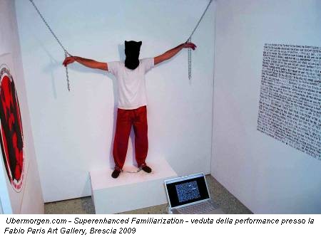 Ubermorgen.com - Superenhanced Familiarization - veduta della performance presso la Fabio Paris Art Gallery, Brescia 2009