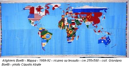 Alighiero Boetti - Mappa - 1989-92 - ricamo su tessuto - cm 255x580 - coll. Giordano Boetti - photo Claudio Abate