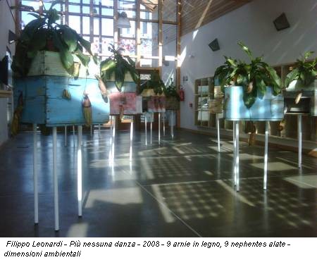 Filippo Leonardi - Più nessuna danza - 2008 - 9 arnie in legno, 9 nephentes alate - dimensioni ambientali
