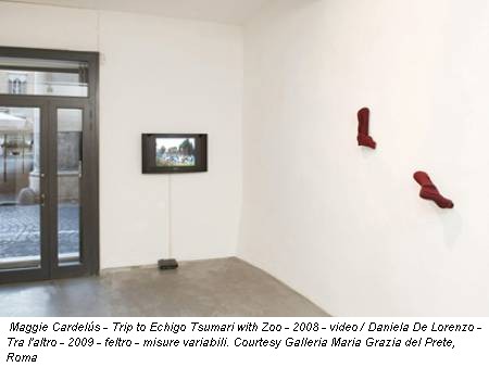 Maggie Cardelús - Trip to Echigo Tsumari with Zoo - 2008 - video / Daniela De Lorenzo - Tra l'altro - 2009 - feltro - misure variabili. Courtesy Galleria Maria Grazia del Prete, Roma