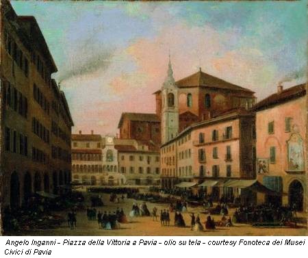 Angelo Inganni - Piazza della Vittoria a Pavia - olio su tela - courtesy Fonoteca dei Musei Civici di Pavia