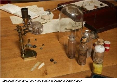 Strumenti di misurazione nello studio di Darwin a Down House