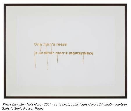 Pierre Bismuth - Note d'oro - 2009 - carta rivoli, colla, foglie d’oro a 24 carati - courtesy Galleria Sonia Rosso, Torino