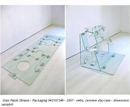 Gian Paolo Striano - Packaging 943187346 - 2007 - vetro, cerniere d'acciaio - dimensioni variabili