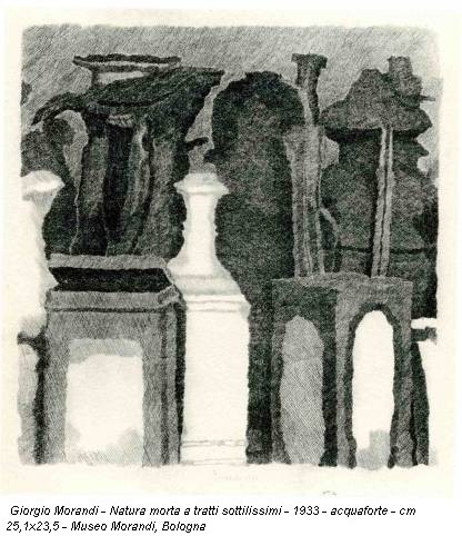 Giorgio Morandi - Natura morta a tratti sottilissimi - 1933 - acquaforte - cm 25,1x23,5 - Museo Morandi, Bologna