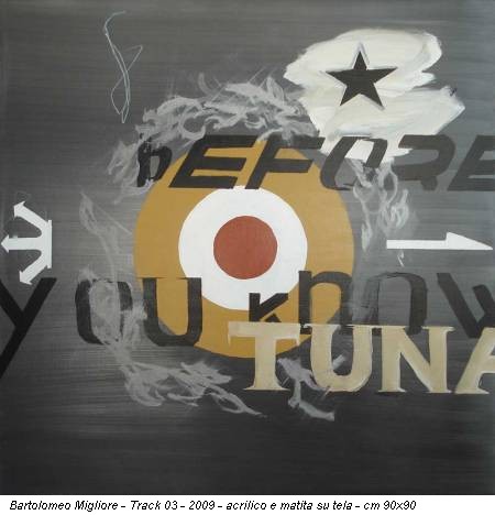Bartolomeo Migliore - Track 03 - 2009 - acrilico e matita su tela - cm 90x90
