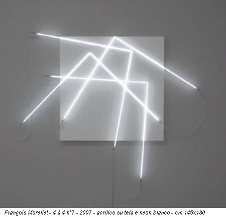 François Morellet - 4 à 4 n°7 - 2007 - acrilico su tela e neon bianco - cm 145x180