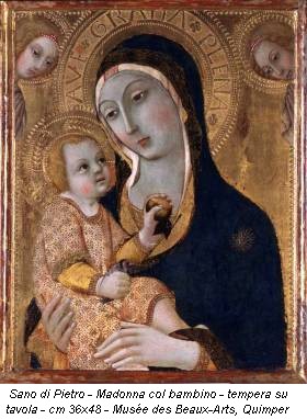 Sano di Pietro - Madonna col bambino - tempera su tavola - cm 36x48 - Musée des Beaux-Arts, Quimper