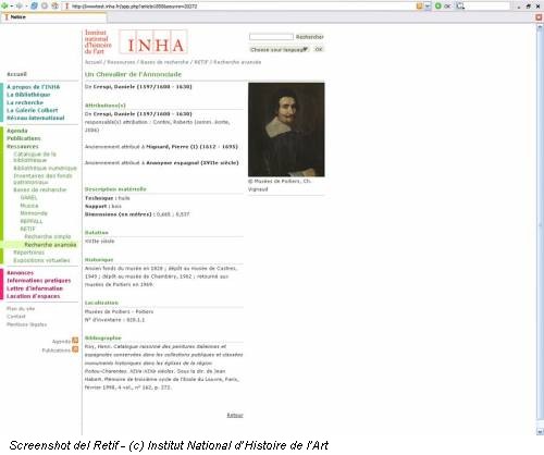 Screenshot del Retif - (c) Institut National d’Histoire de l’Art