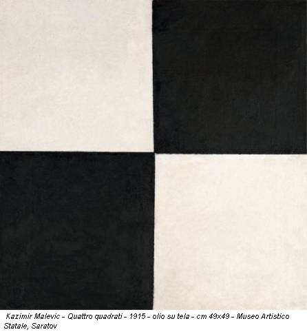 Kazimir Malevic - Quattro quadrati - 1915 - olio su tela - cm 49x49 - Museo Artistico Statale, Saratov