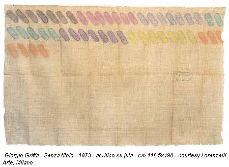 Giorgio Griffa - Senza titolo - 1973 - acrilico su juta - cm 118,5x190 - courtesy Lorenzelli Arte, Milano