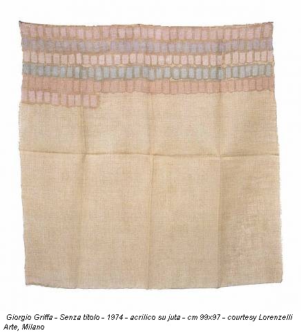 Giorgio Griffa - Senza titolo - 1974 - acrilico su juta - cm 99x97 - courtesy Lorenzelli Arte, Milano