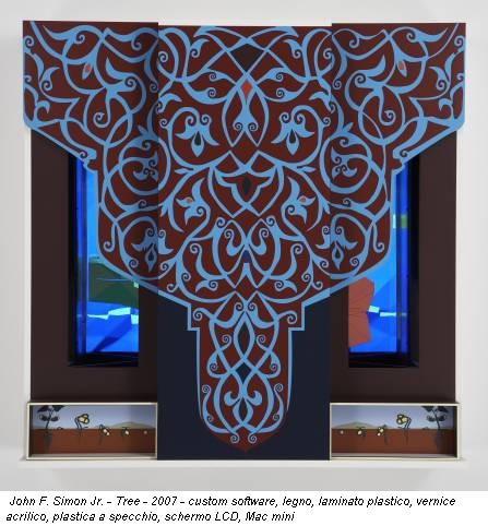 John F. Simon Jr. - Tree - 2007 - custom software, legno, laminato plastico, vernice acrilico, plastica a specchio, schermo LCD, Mac mini