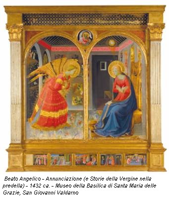 Beato Angelico - Annunciazione (e Storie della Vergine nella predella) - 1432 ca. - Museo della Basilica di Santa Maria delle Grazie, San Giovanni Valdarno