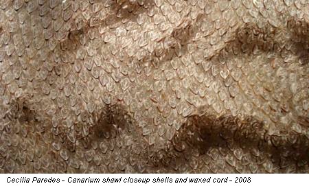 Cecilia Paredes - Canarium shawl closeup shells and waxed cord - 2008