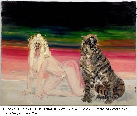 Allison Schulnik - Girl with animal #3 - 2008 - olio su tela - cm 198x254 - courtesy 1/9 arte cotemporanea, Roma