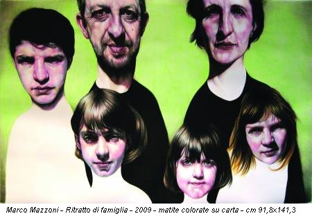 Marco Mazzoni - Ritratto di famiglia - 2009 - matite colorate su carta - cm 91,8x141,3