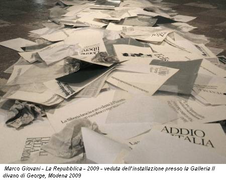 Marco Giovani - La Repubblica - 2009 - veduta dell’installazione presso la Galleria Il divano di George, Modena 2009