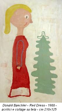 Donald Baechler - Red Dress - 1988 - acrilici e collage su tela - cm 210x125