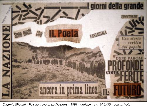 Eugenio Miccini - Poesia trovata. La Nazione - 1967 - collage - cm 34,5x50 - coll. privata