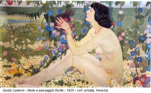 Guido Cadorin - Nudo e paesaggio fiorito - 1920 - coll. privata, Venezia