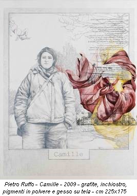 Pietro Ruffo - Camille - 2009 - grafite, inchiostro, pigmenti in polvere e gesso su tela - cm 225x175