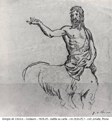 Giorgio de Chirico - Centauro - 1928-29 - matita su carta - cm 24,6x25,1 - coll. privata, Roma