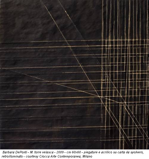 Barbara DePonti - M. torre velasca - 2009 - cm 60x60 - piegature e acrilico su carta da spolvero, retroilluminato - courtesy Ciocca Arte Contemporanea, Milano