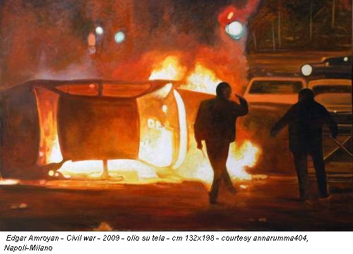 Edgar Amroyan - Civil war - 2009 - olio su tela - cm 132x198 - courtesy annarumma404, Napoli-Milano