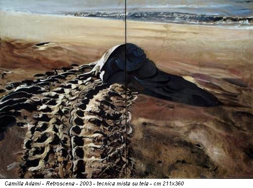 Camilla Adami - Retroscena - 2003 - tecnica mista su tela - cm 211x360
