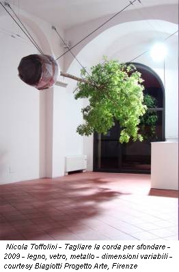 Nicola Toffolini - Tagliare la corda per sfondare - 2009 - legno, vetro, metallo - dimensioni variabili - courtesy Biagiotti Progetto Arte, Firenze