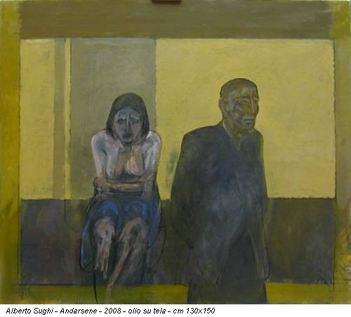 Alberto Sughi - Andarsene - 2008 - olio su tela - cm 130x150